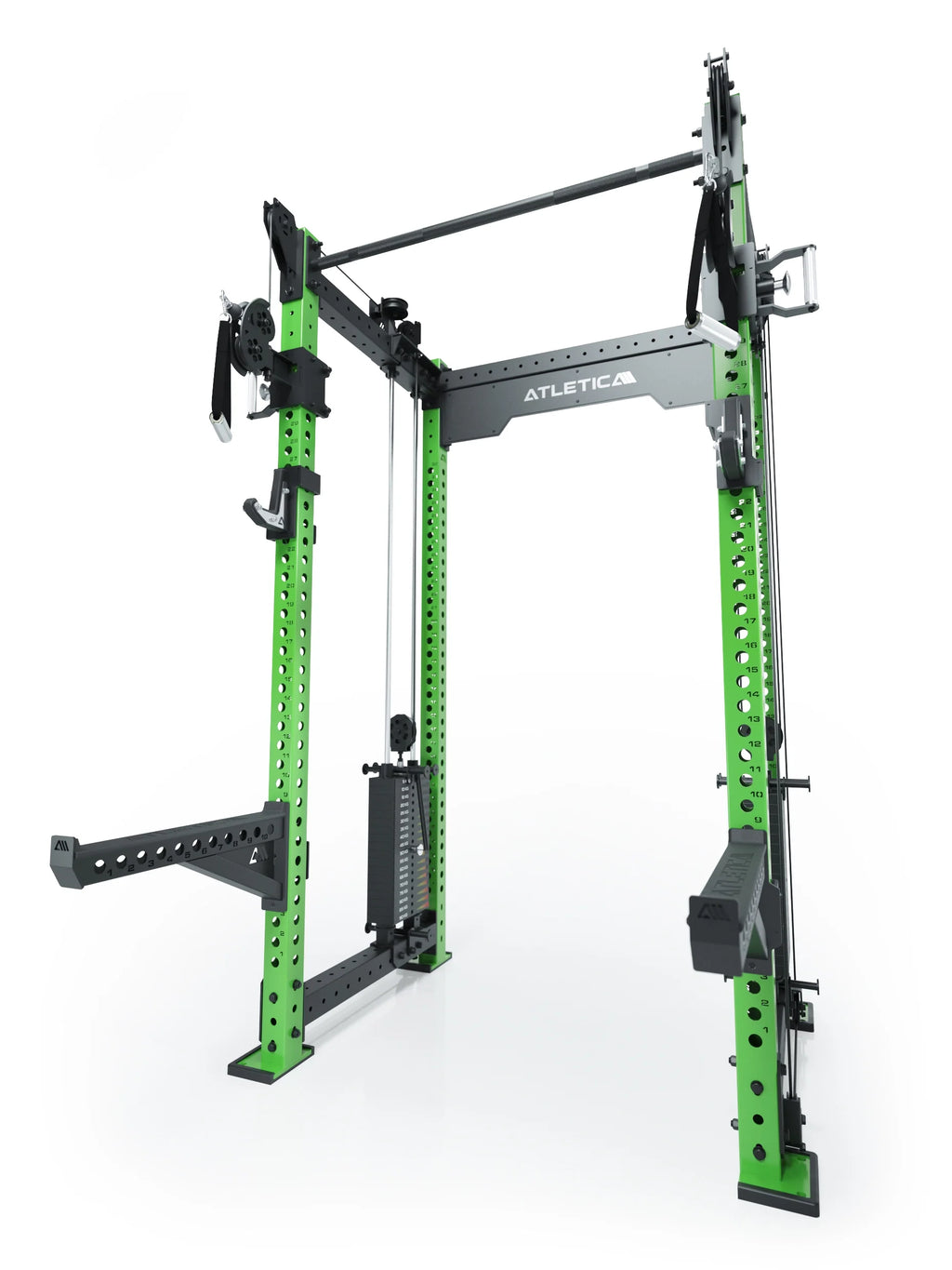 R8 Bradley Power Rack - Green Power Cage with Pull-Up Bar, Cable Pulley, weight stack