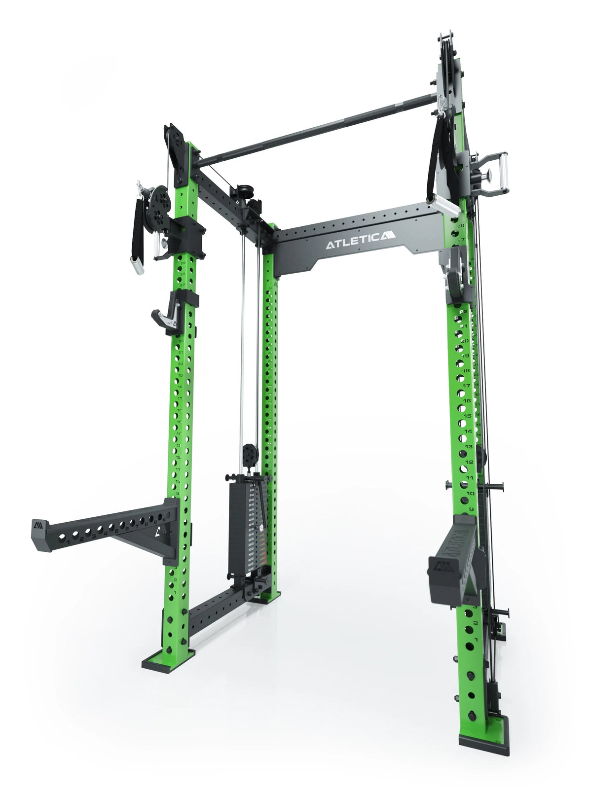 R8 Bradley Power Rack - Green Power Cage with Pull-Up Bar, Cable Pulley, weight stack