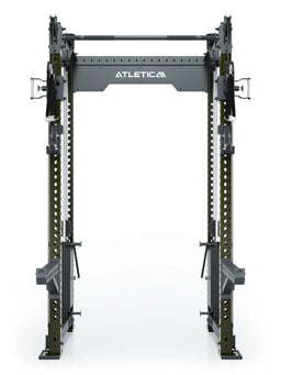 R8 Bradley Power Rack - Power Cage with pull-up bar, weight plate holders, cable pulley, logo visible at top
