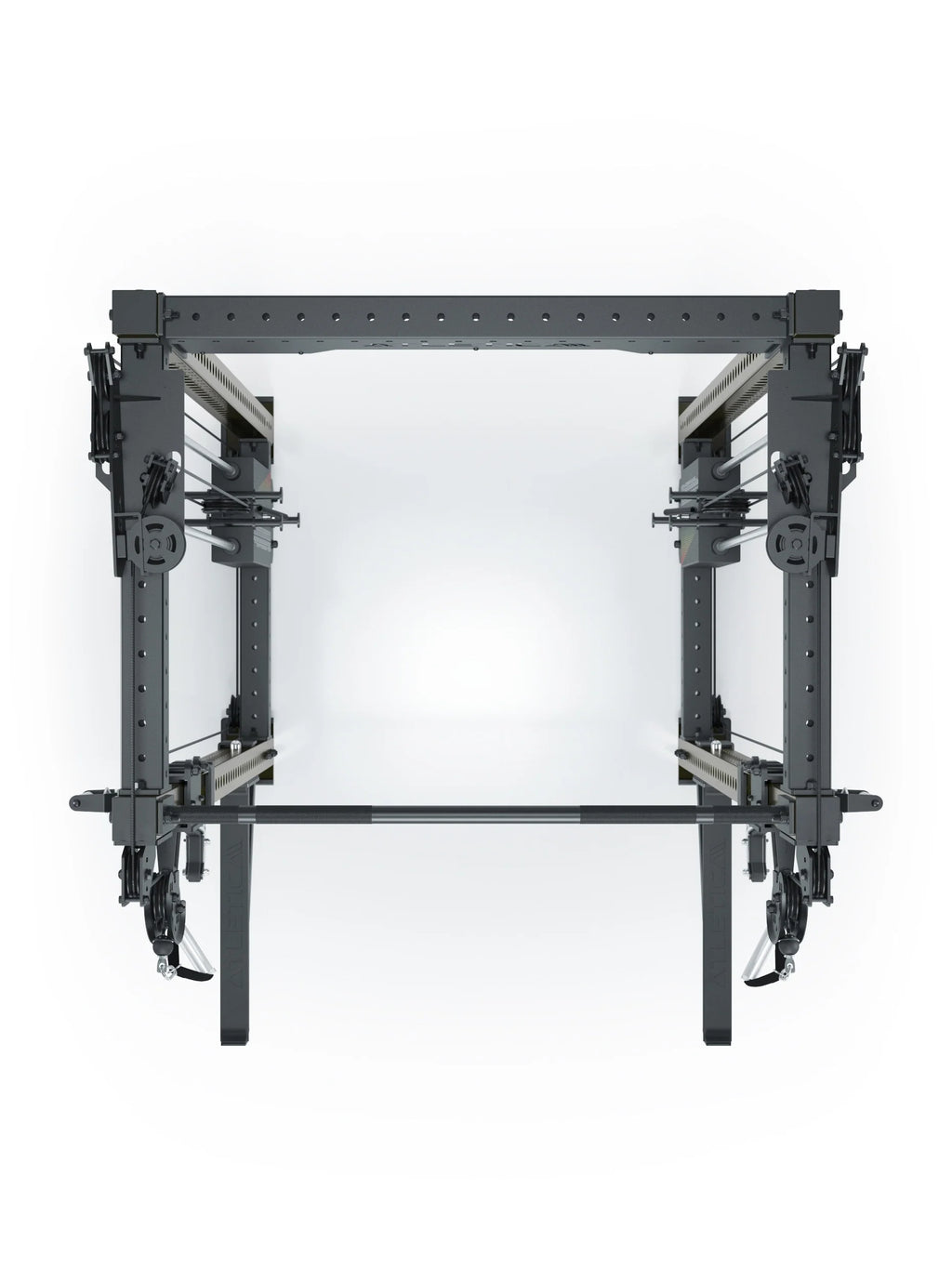 R8 Bradley Power Rack - Black Power Cage with Cable Pulley, Weight Plate Holders