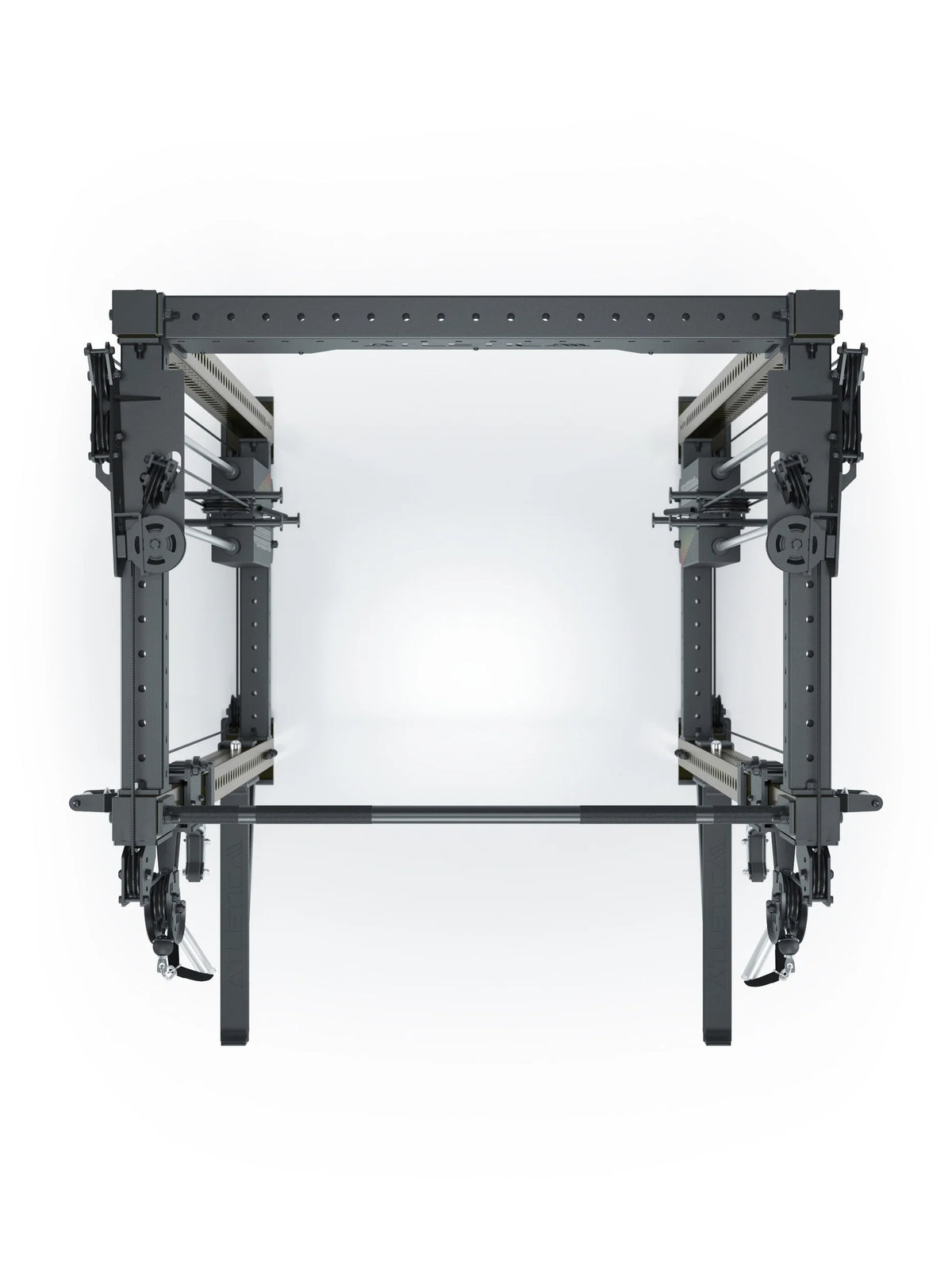 R8 Bradley Power Rack - Black Power Cage with Cable Pulley, Weight Plate Holders