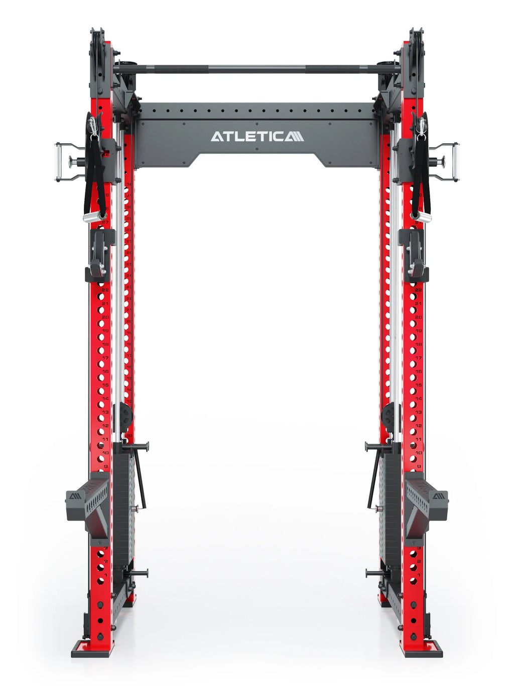 R8 Bradley Power Rack - red Power Cage with pull-up bar, cable pulley, weight plate holder