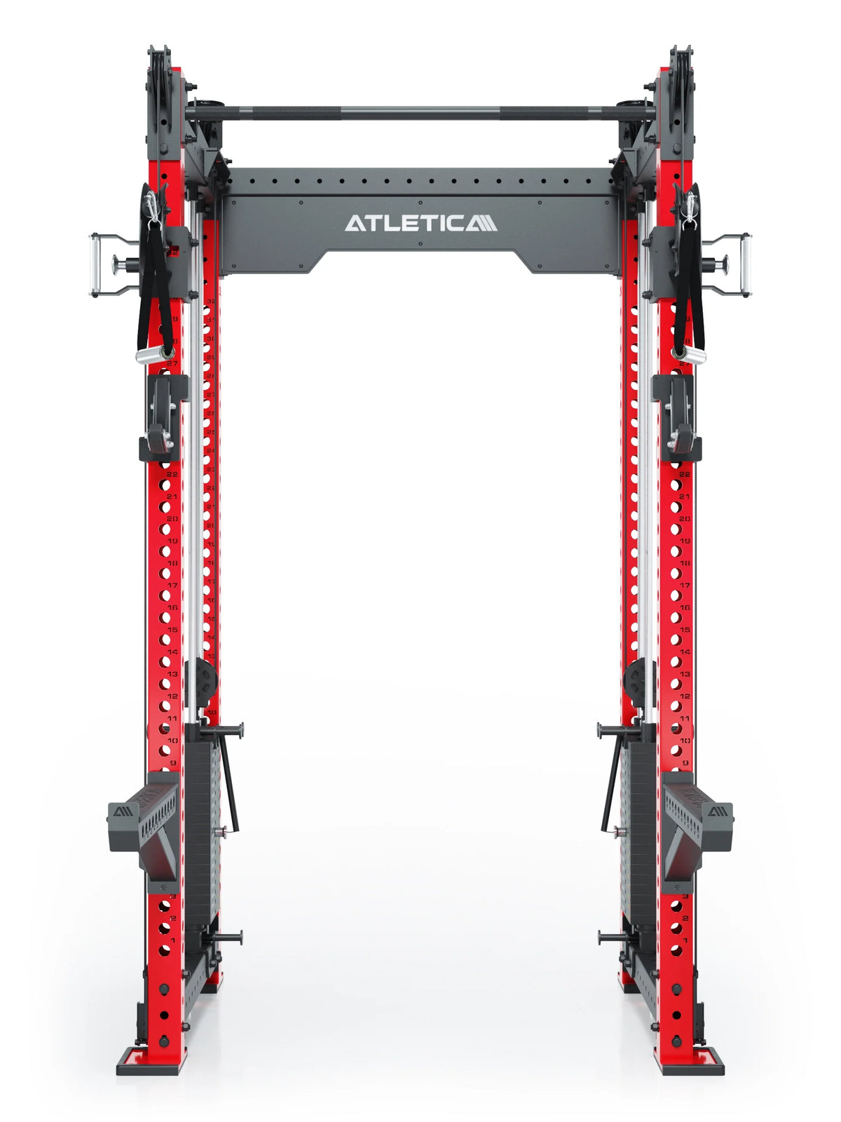 R8 Bradley Power Rack - red Power Cage with pull-up bar, cable pulley, weight plate holder
