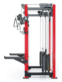 R8 Bradley Power Rack - Red Power Cage with Weight Stack, Cable Pull, Handles