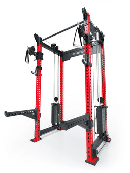 R8 Bradley Power Rack - Red Power Cage with weight stack, Pull-Up Bar, Cable Pulley