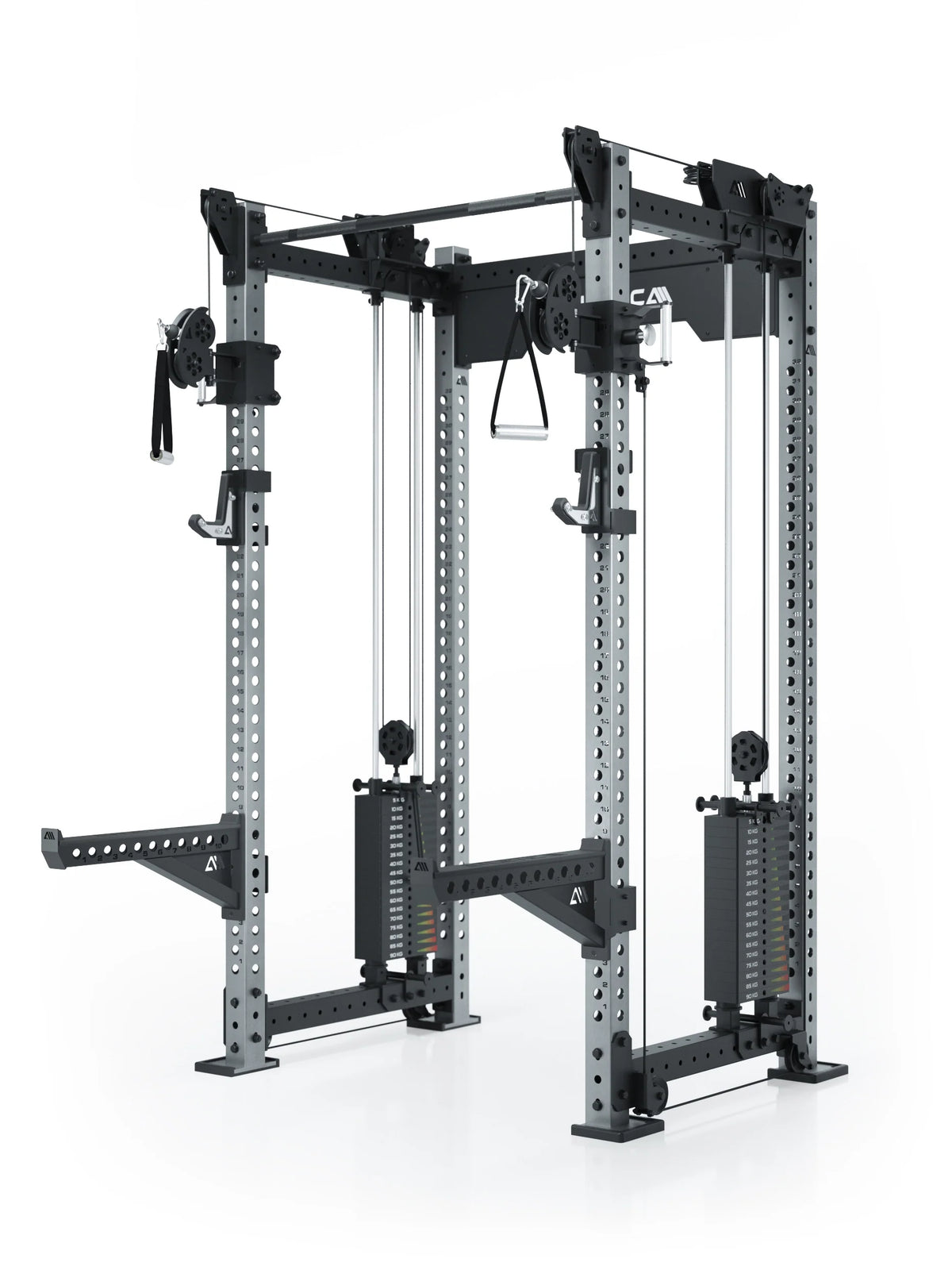 Atletica R8 Bradley Medium power rack with weight stacks, stainless steel uprights