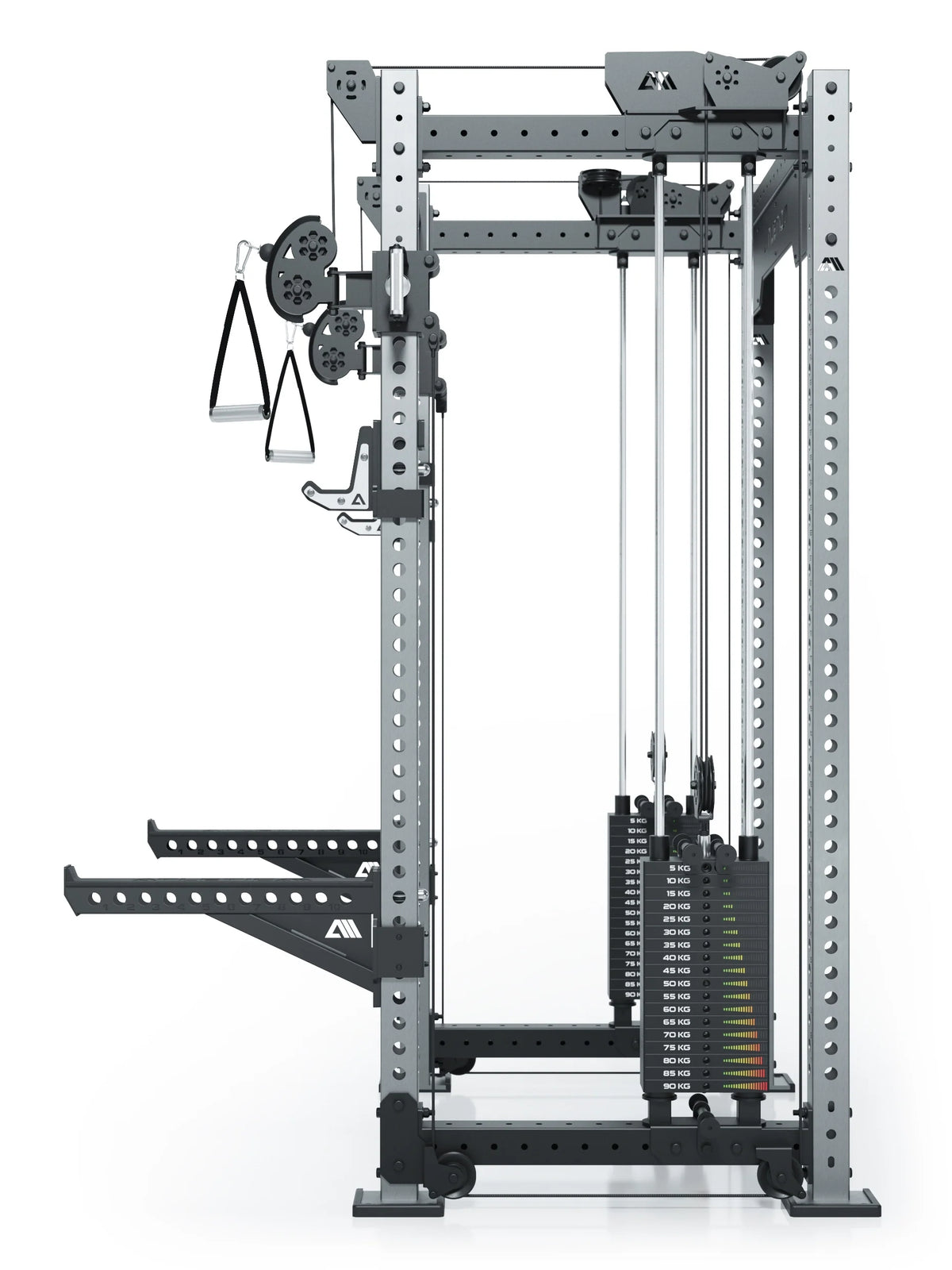 R8 Bradley Medium - Power Rack with Two Weight Stacks, Cable Pulley, Handles, Stainless Steel Frame