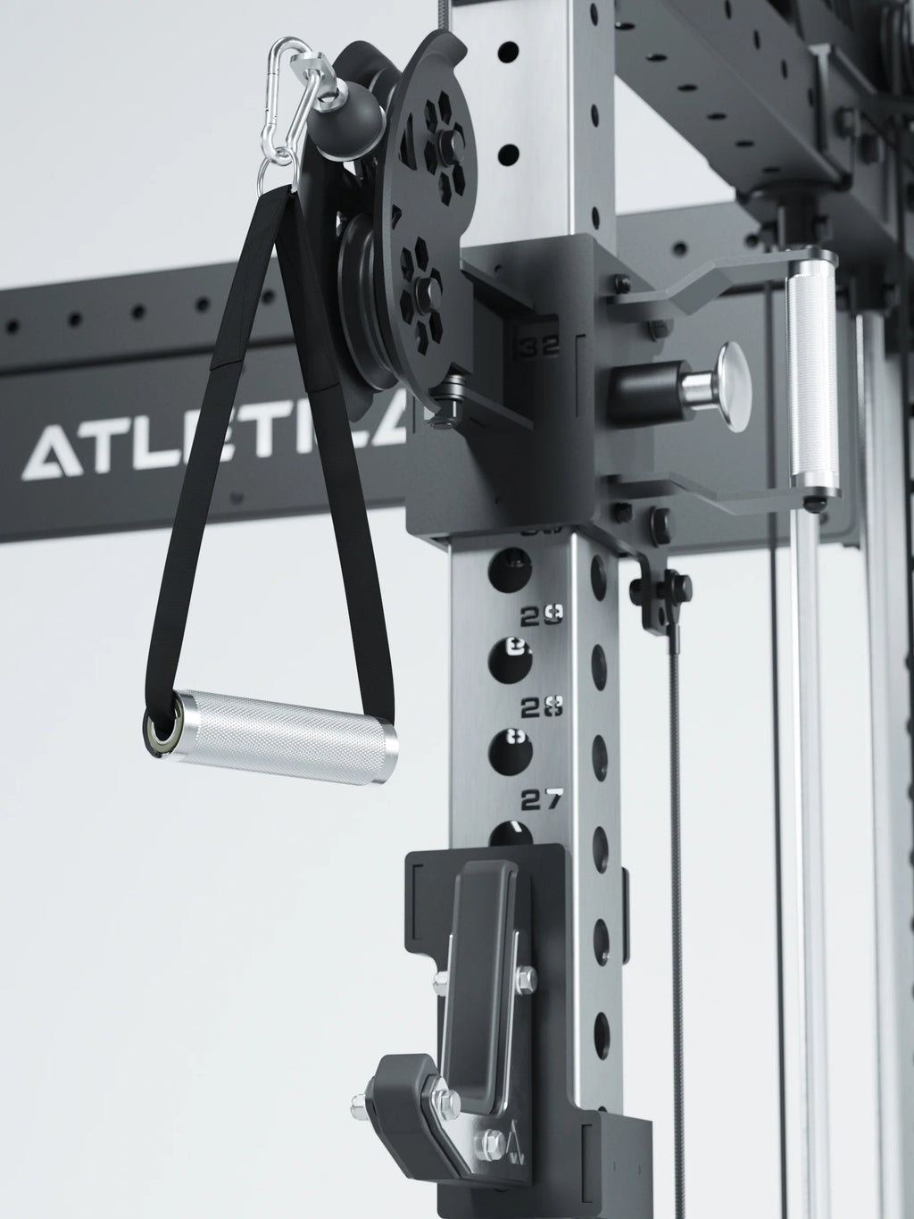 R8 Bradley Medium Power Rack with pulley, handle, carabiner, for strength training