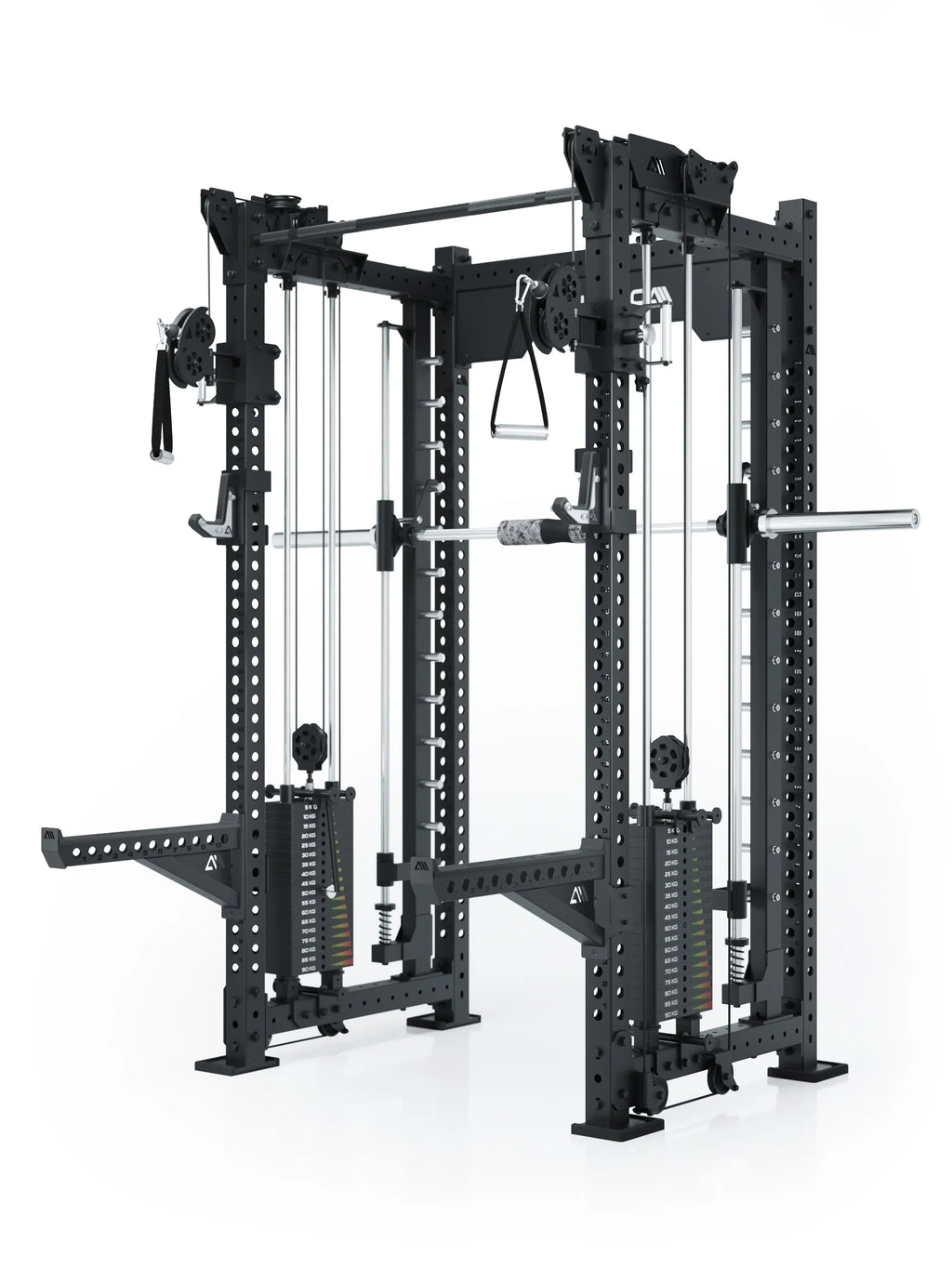 R8 Bradley Power Rack - black Power Cage with Smith Machine, weight stack, cable pulley, Pull-Up Bar