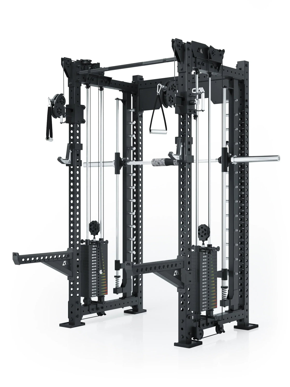 R8 Bradley Power Rack - black Power Cage with Smith Machine, weight stack, cable pulley, Pull-Up Bar