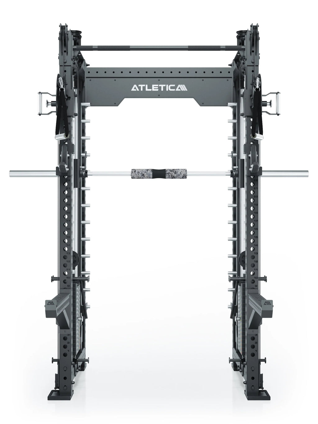 R8 Bradley Combat Medium Black Power Rack with Barbell, Cable Pulley, weight stack