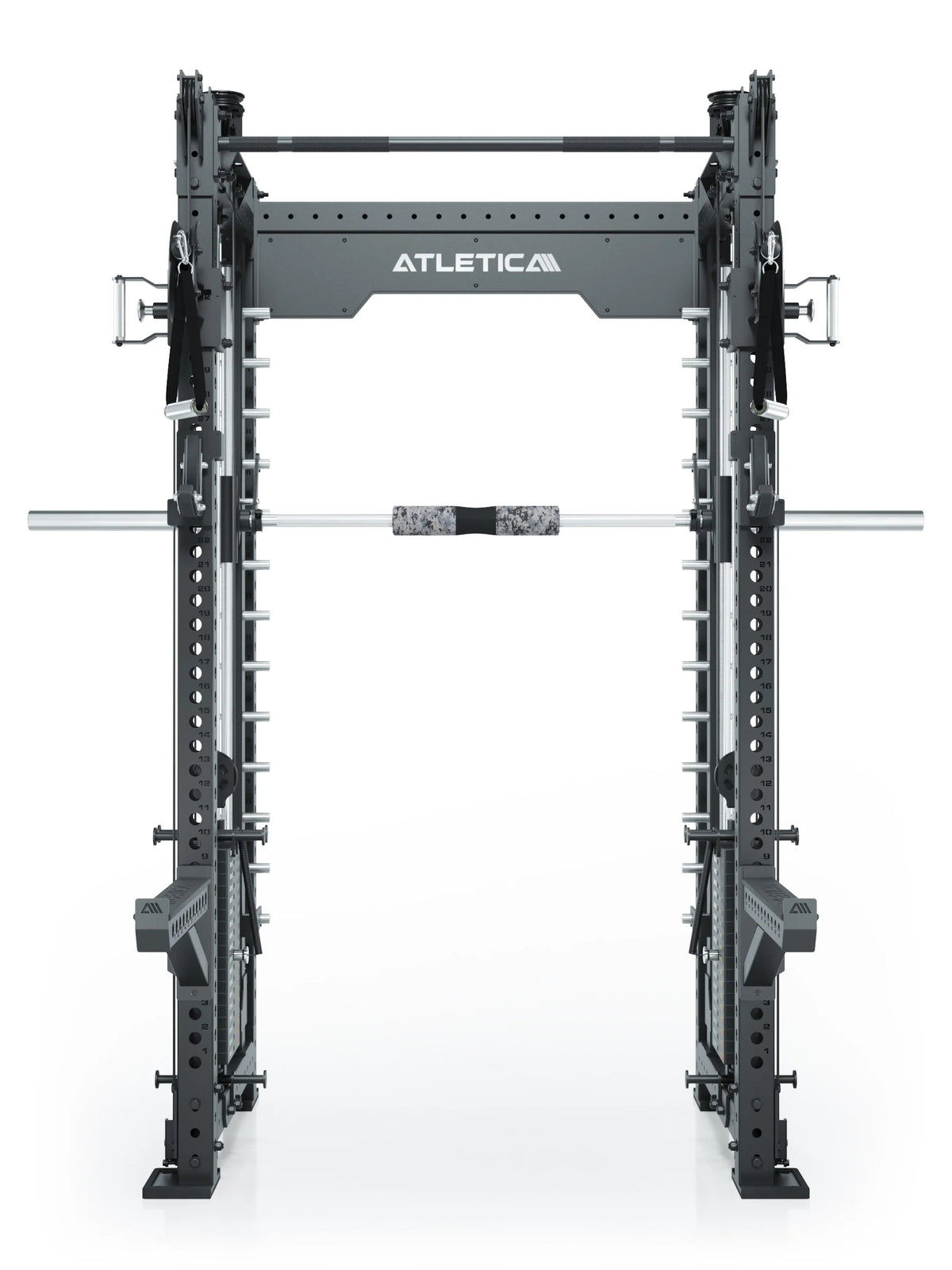 R8 Bradley Combat Medium Black Power Rack with Barbell, Cable Pulley, weight stack