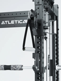 R8 Bradley Combat Medium Black - Power Rack with Cable Pull, Handle, Barbell on J-Hook