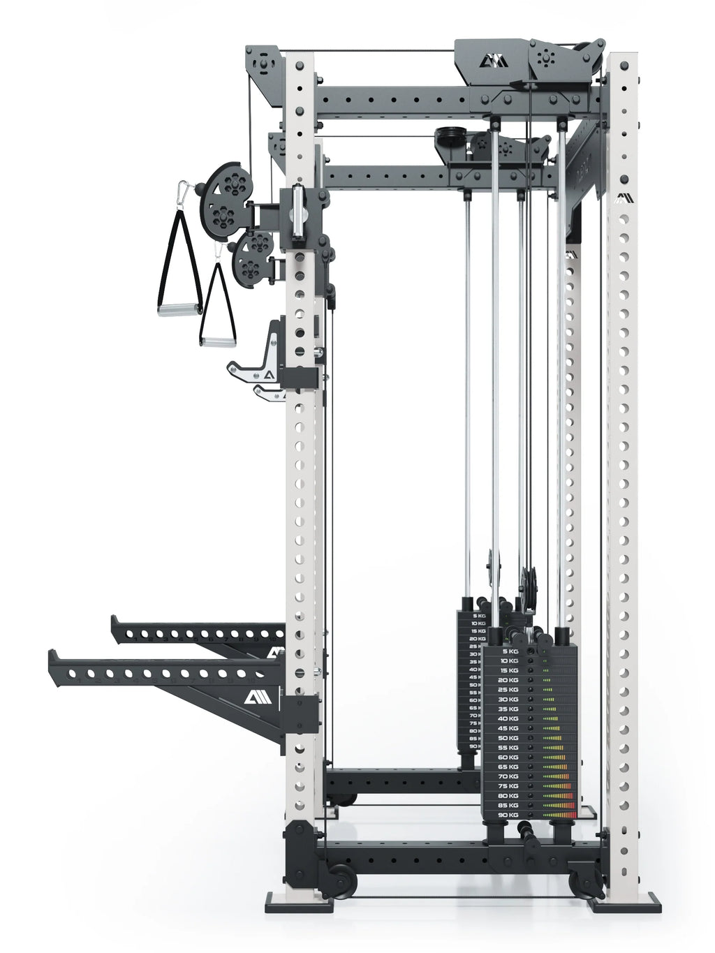 R8 Bradley Power Rack - Power Cage with Weight Stack, Cable Pulley, Two Handles, Weight Plate Mounts