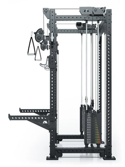 R8 Bradley Power Rack - Black Power Cage with Weight Stack, Cable Pull, Handles