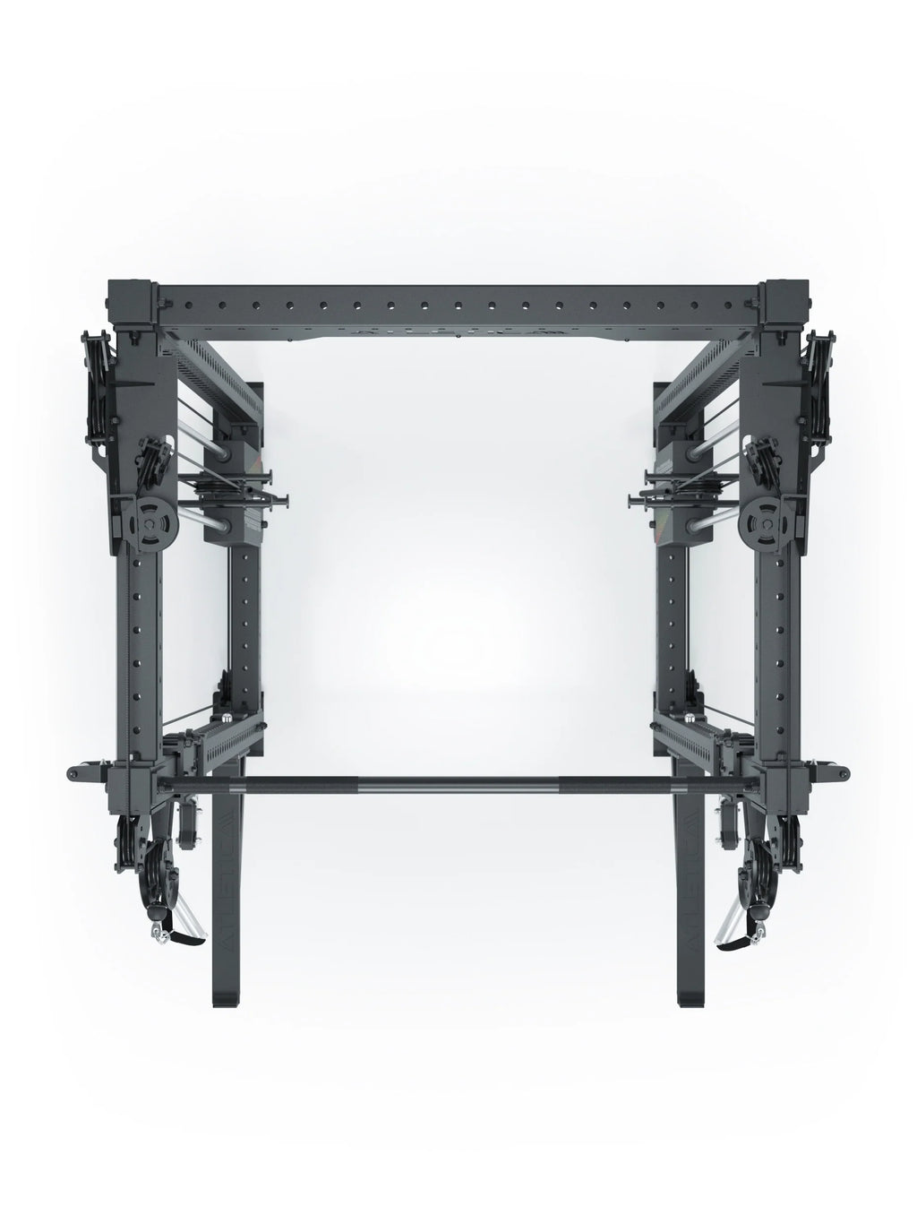 R8 Bradley Medium - Black Power Rack with Two Cable Pulleys, Weight Plate Holders