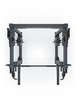 R8 Bradley Medium - Black Power Rack with Two Cable Pulleys, Weight Plate Holders