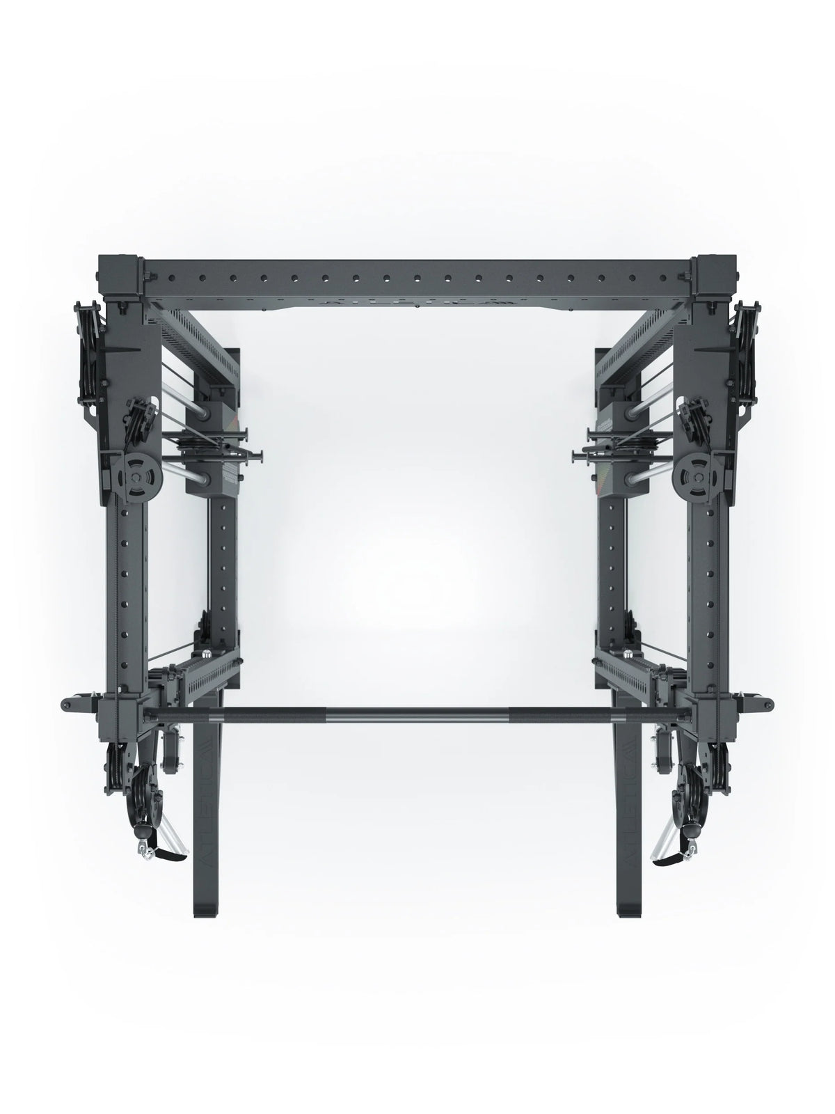 R8 Bradley Medium - Black Power Rack with Two Cable Pulleys, Weight Plate Holders