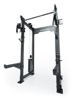R8 Bradley Power Rack - Black Power Cage with Lat Pulldown, Cable Pulley, weight plate holder