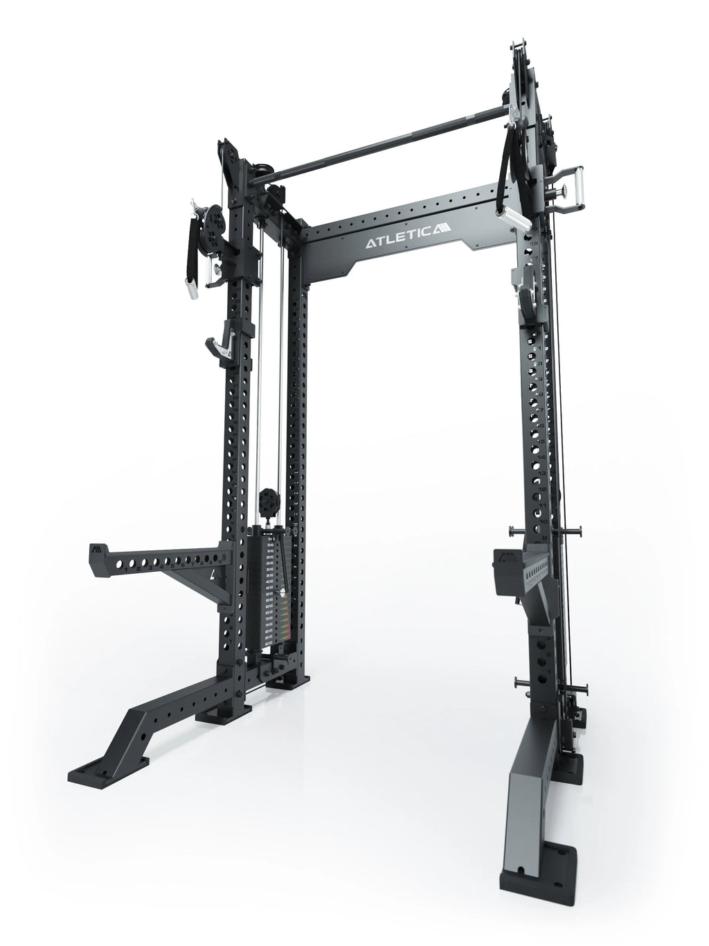 R8 Bradley Power Rack - black Power Cage with weight stack, Pull-Up Bar, Cable Pulley