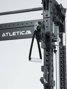 R8 Bradley Power Rack - cage with cable pull, barbell handle, perforated sheet, metal frame