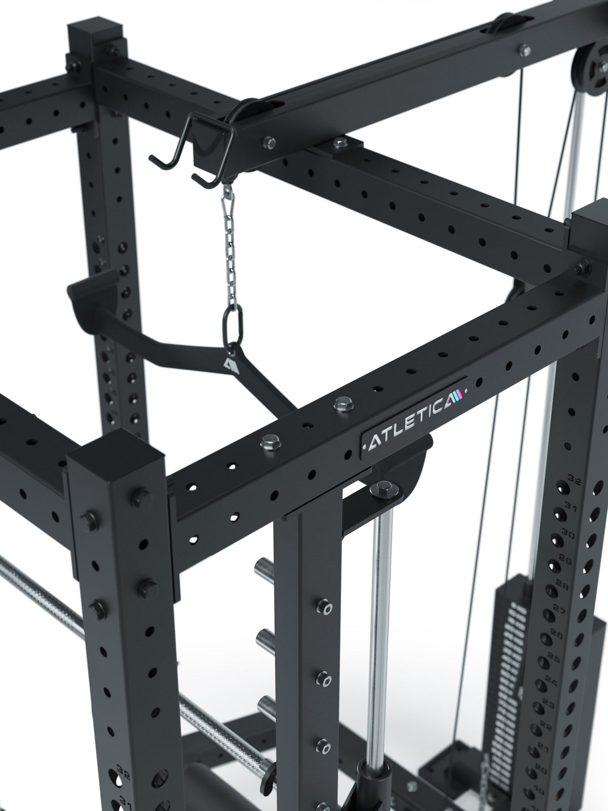 R8 Commander Power Rack with hooks, chain pulley, weight stack