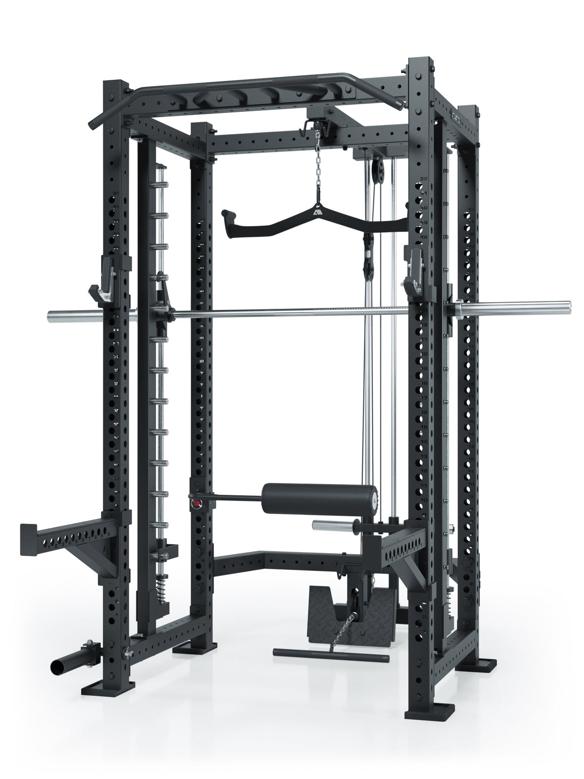 R8 Commander Power Rack with Lat Pulldown, Weight Plate Holder, Pull-Up Bar