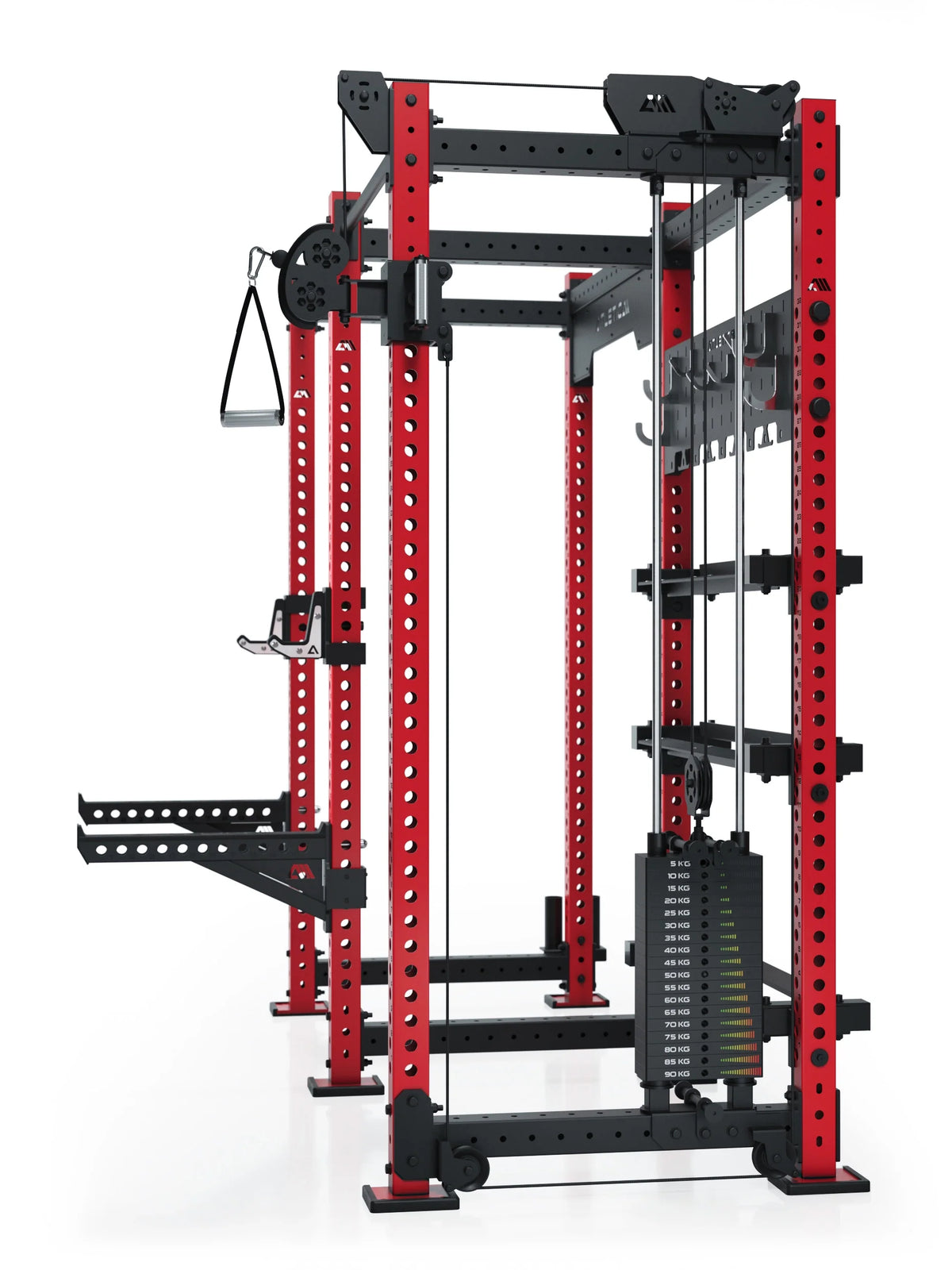 R8 Falcon R Set Legion - red Power Rack with Lat Pulldown, Cable Pulley, Weight Plate holder, weight stack