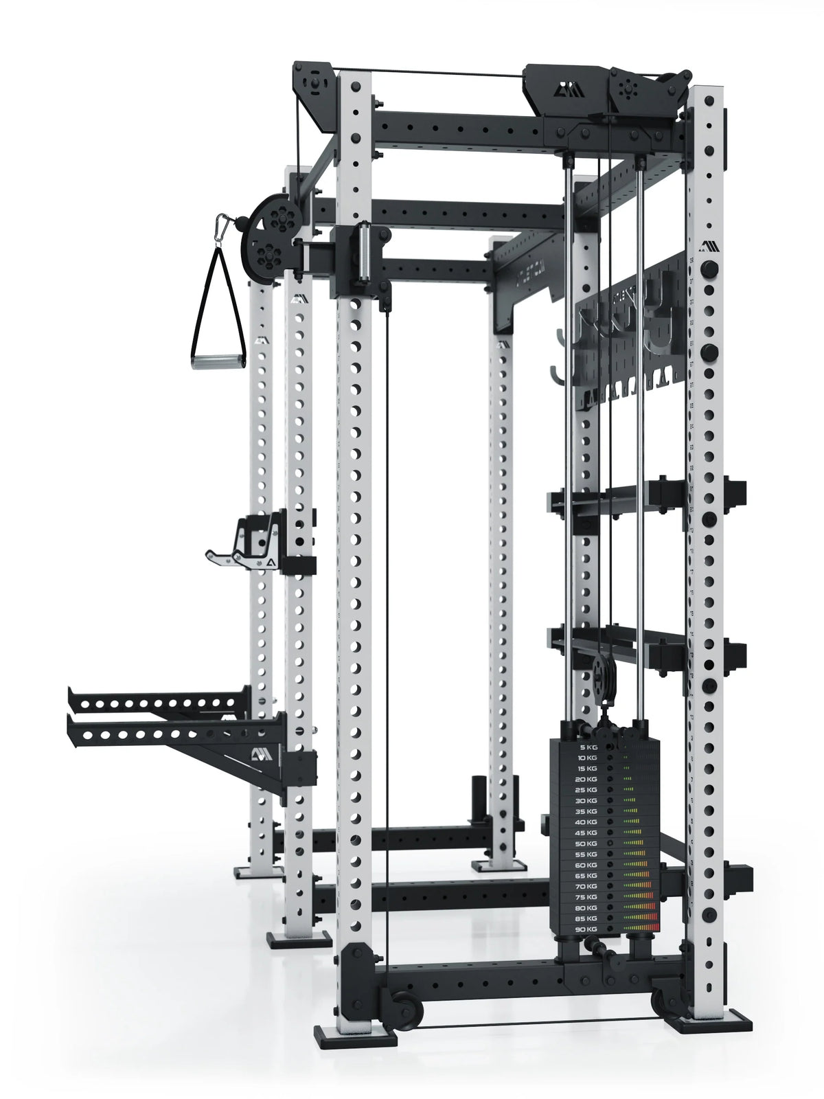 R8 Falcon R Set Ghost - Power rack with cable pulley, weight plate rest, pull-up bar