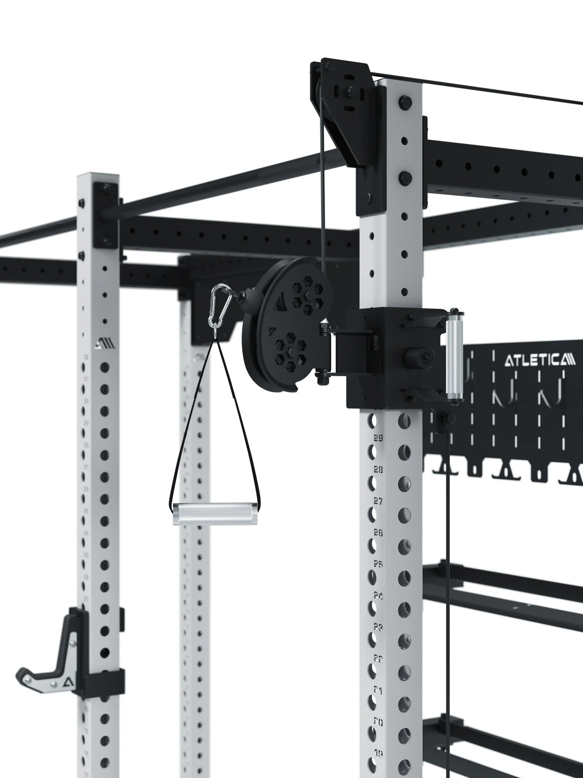 R8 Falcon R Set Ghost - Power Rack with Lat Pulldown, Cable Pulley, Barbell Rest, Perforated Sheet