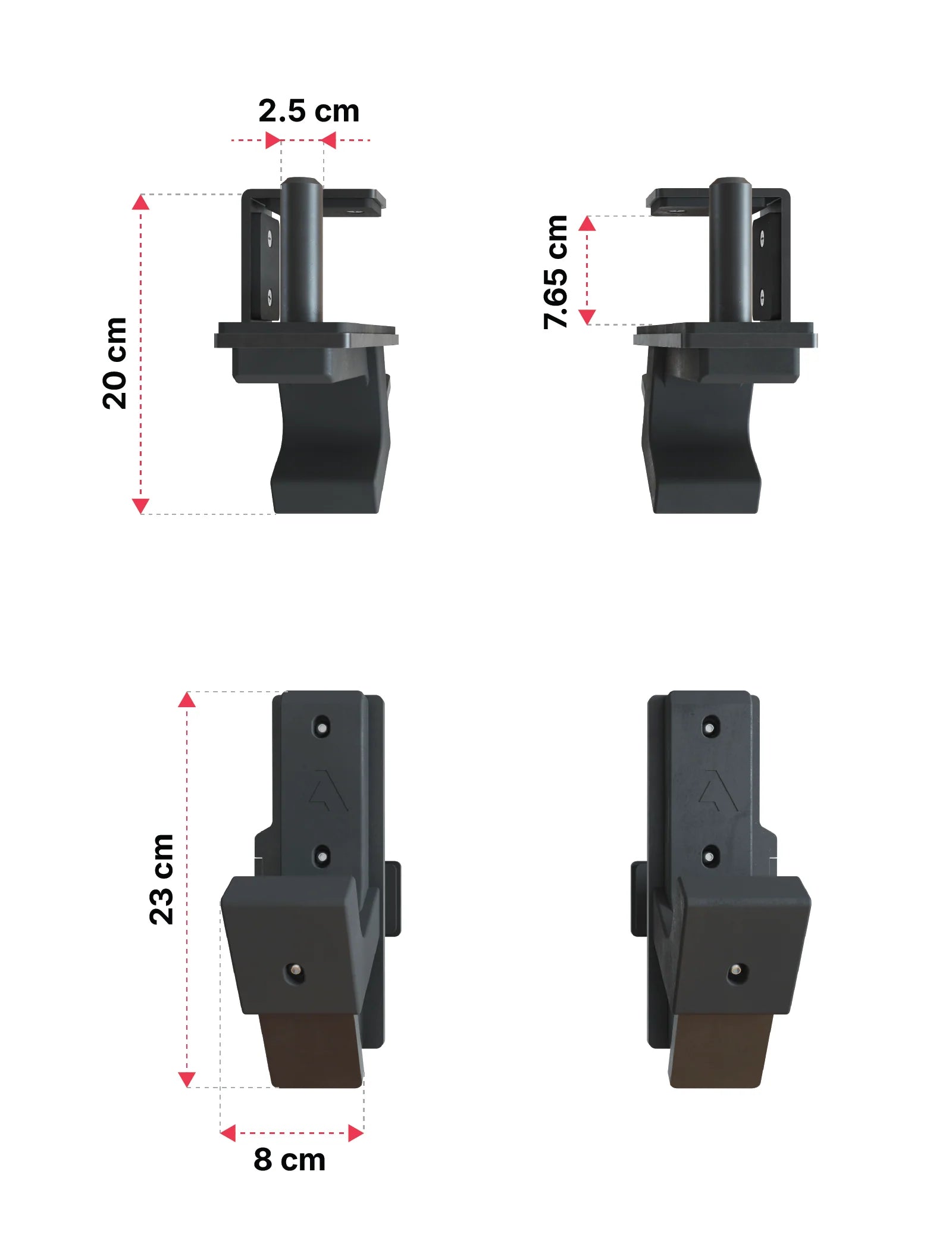 R8 Power Rack J-Hooks Type 2: Dimensionen