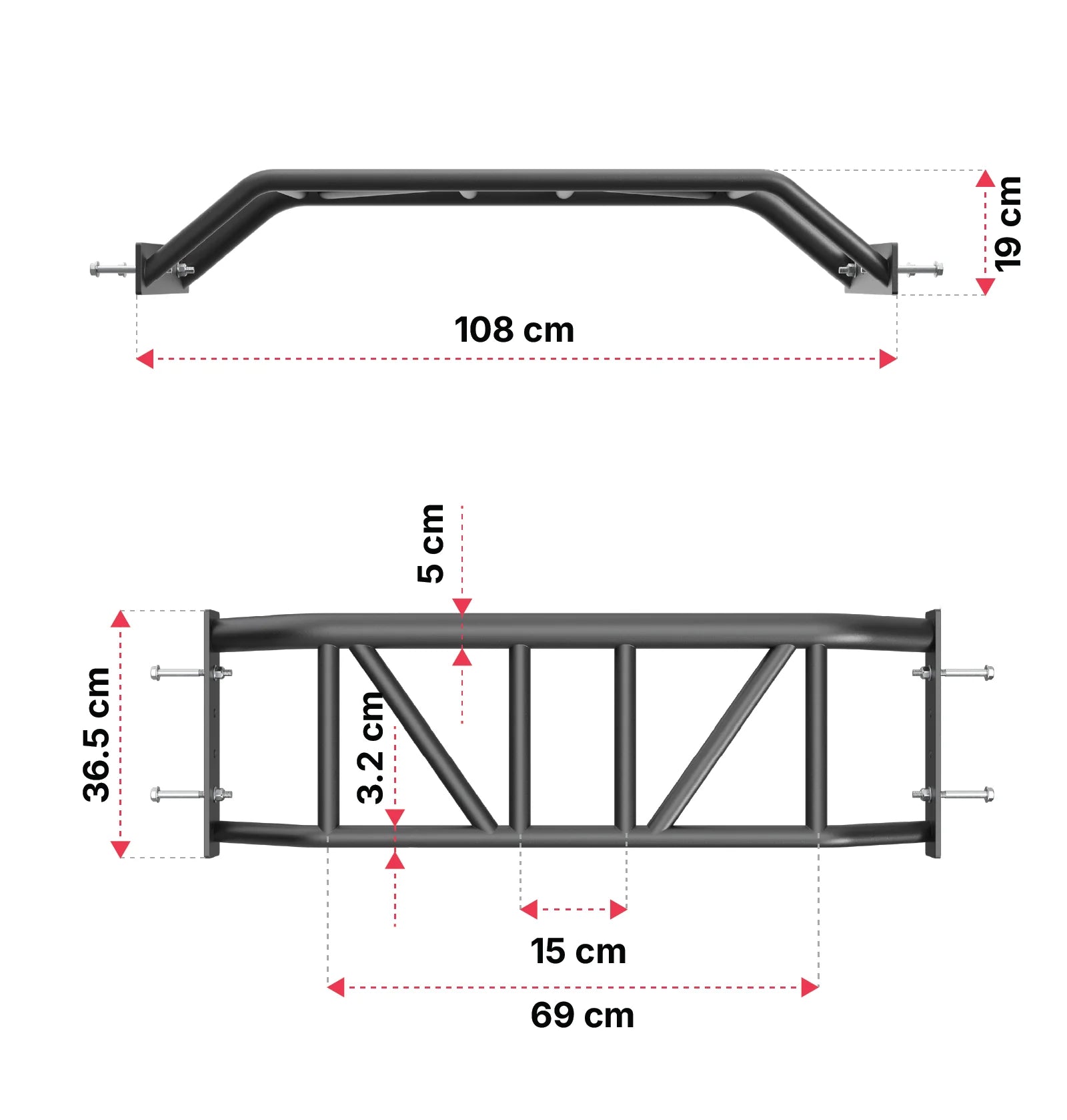 R8 Multi-Grip Klimmzugstange: Dimensionen