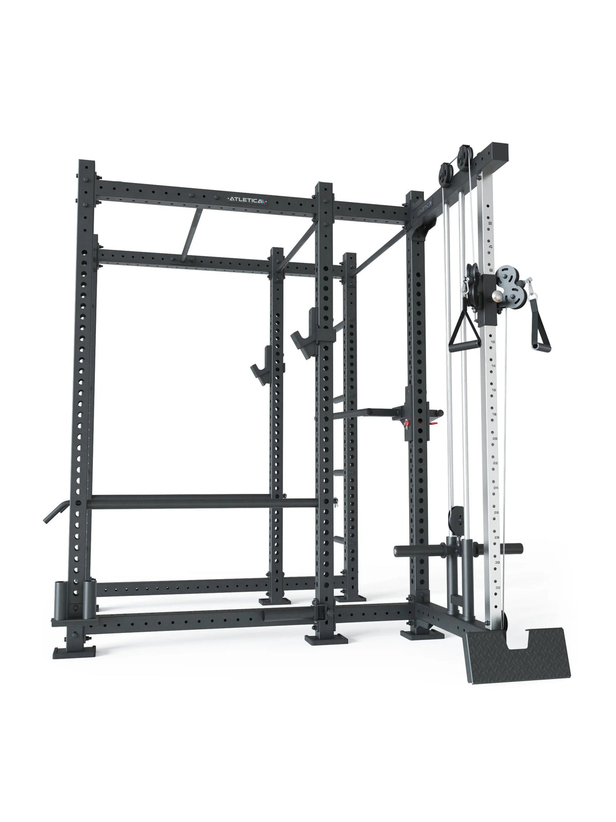 R8 Raptor PRO - Power Rack with Cable Pulley Plate Loaded, Pull-Up Bar, Weight Plate Holder