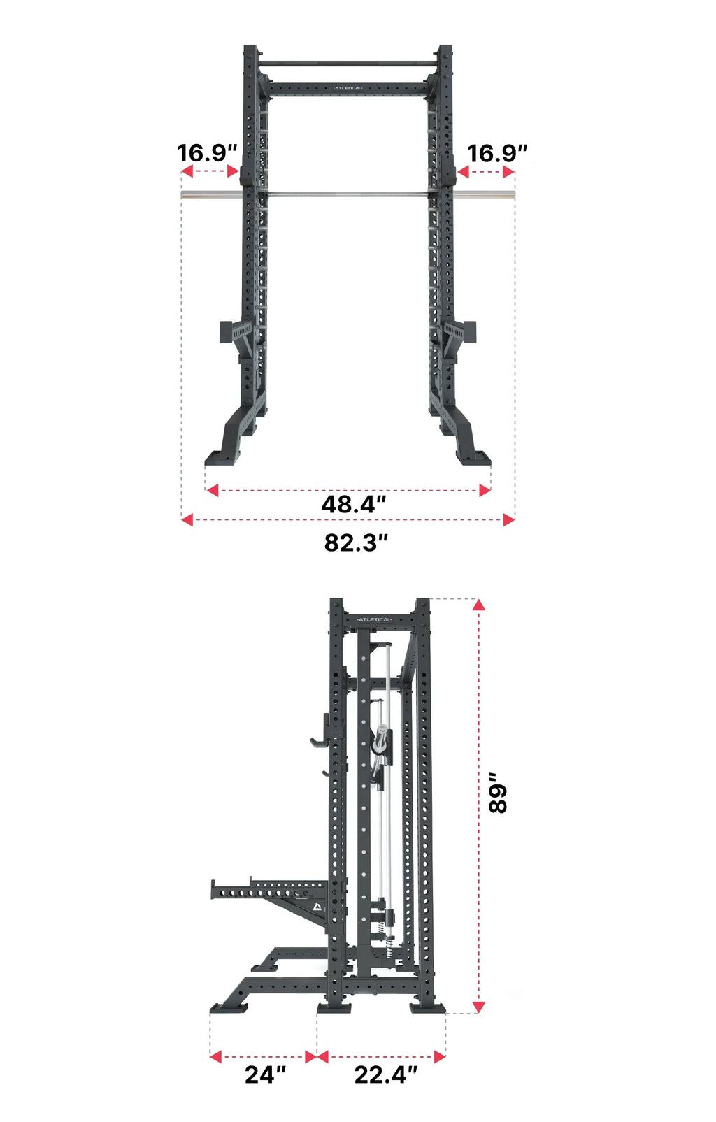R8 Spectre Power Rack Short - Smith Machine with Pull-Up Bar, Barbell, in commercial-grade quality