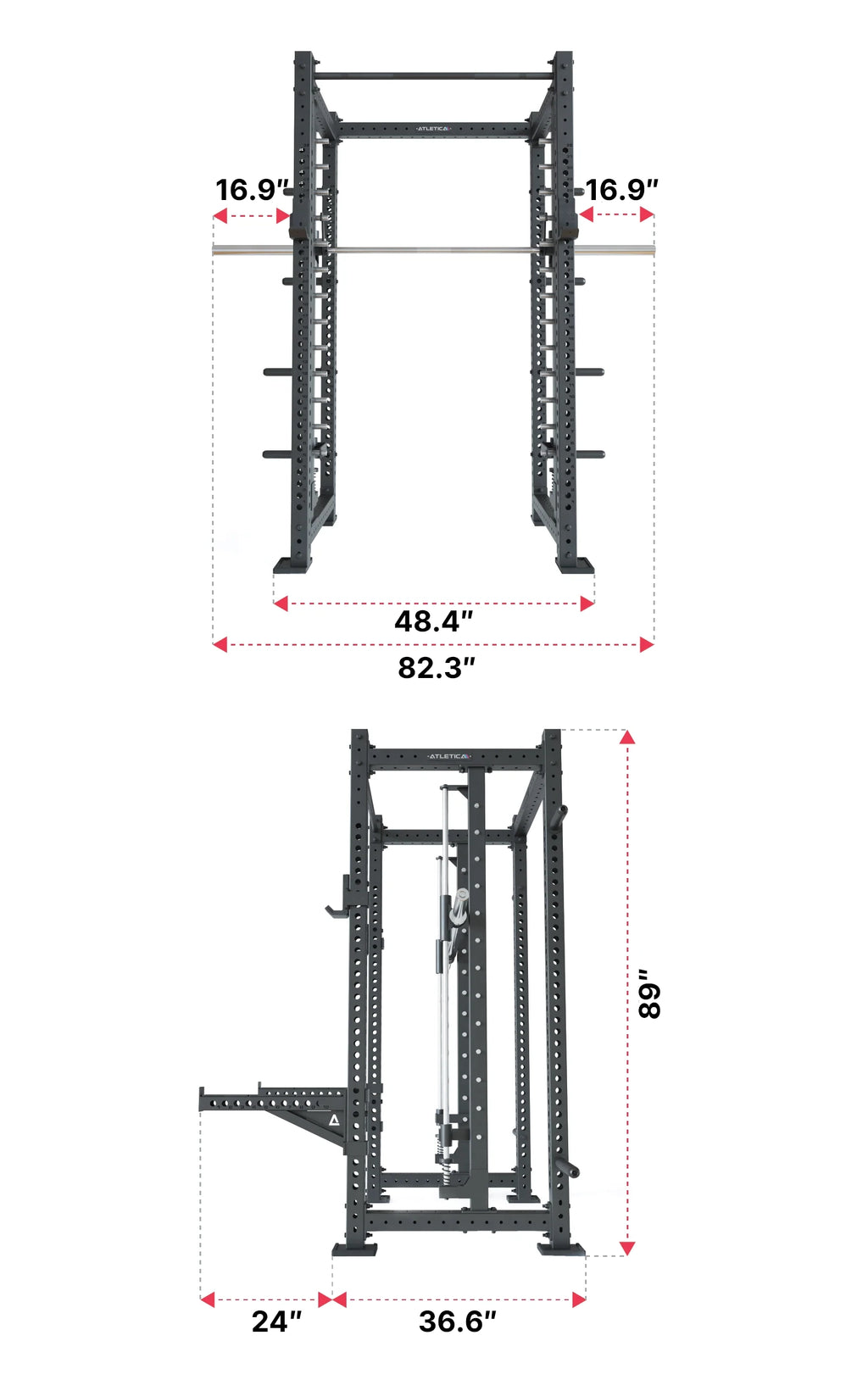 R8 Spectre Power Rack Medium - black Smith Machine with weight plates, pull-up bar