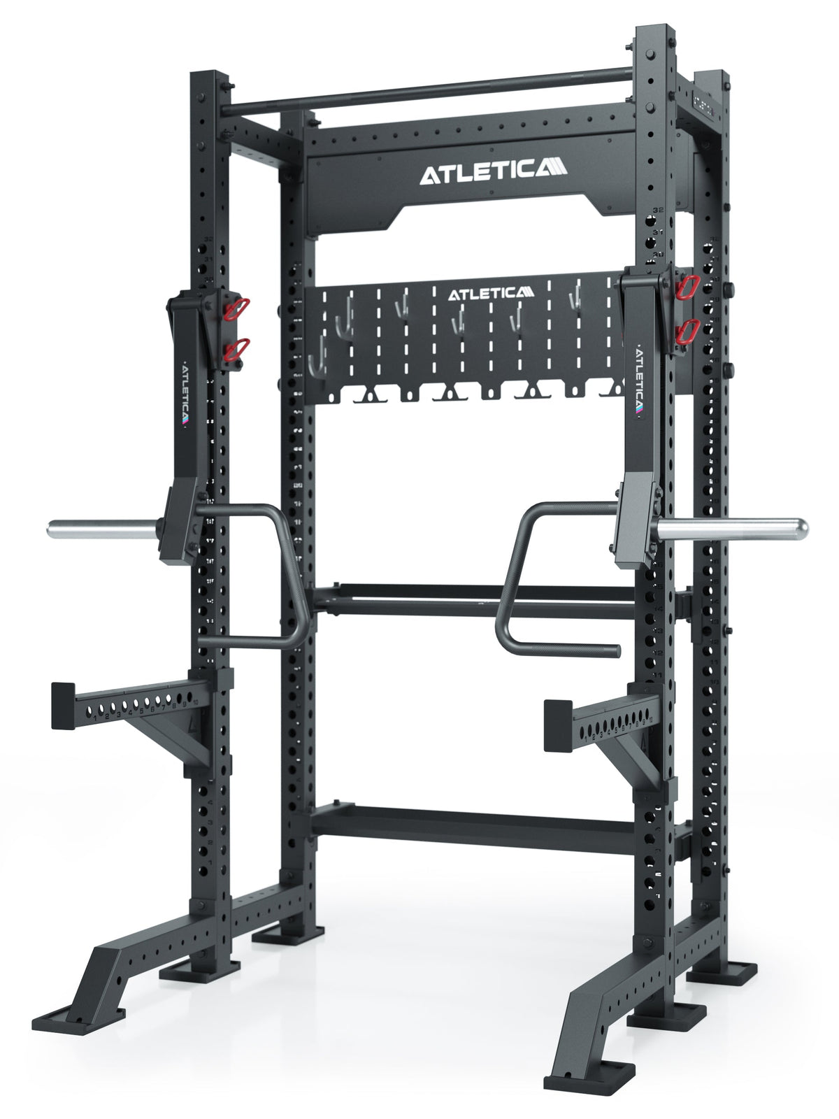 R8 Jammer Arms - Black Power Rack with Jammer Arms, Pull-Up Bar, hook rail