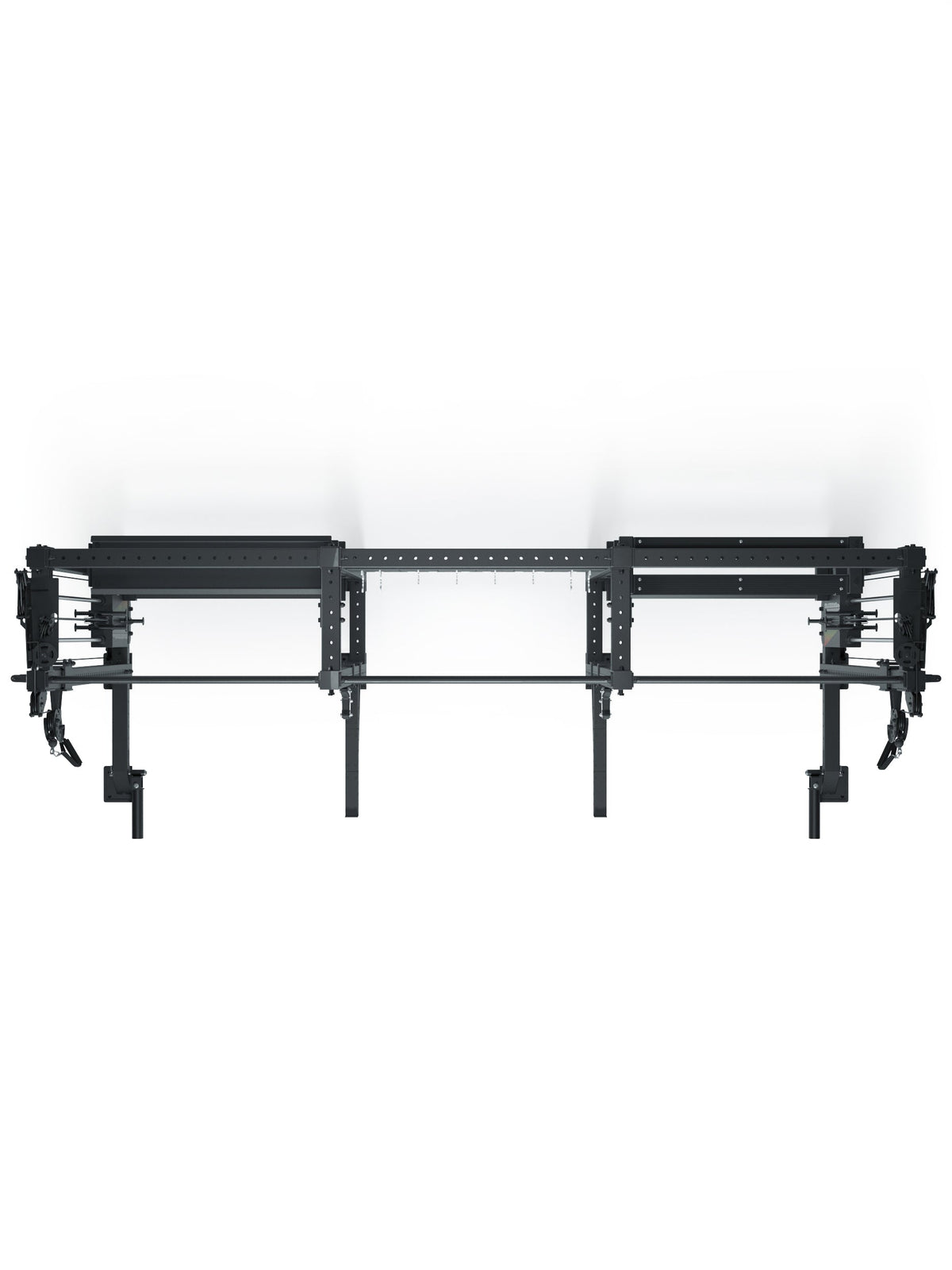 R8 Vulture Power Rack - top view of the cage with Cable Pulley, Pull-Up Bar, Weight Plate holder