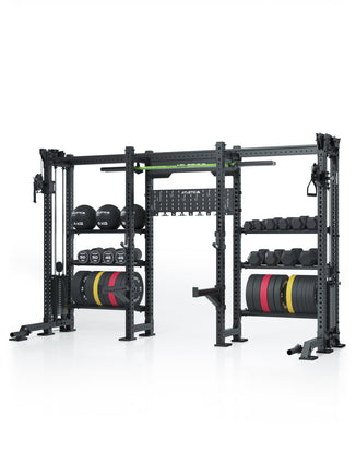 Atletica R8 Vulture Power Rack - with dual Cable Pulley with weight stack and storage for weight plates, medicine balls, dumbbells