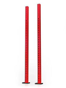 Atletica R8 Colored Uprights 89" - Two red steel posts with hole grid, square base plates