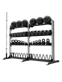 Rampage Premium Home Gym with Storage Rack for Barbell, Wall Balls, Dumbbells and Kettlebells