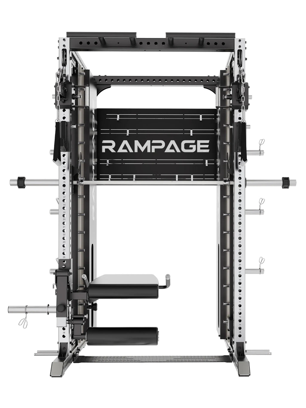 Rampage Premium Home Gym with Lat Pulldown seat, Cable Pulley, weight stacks and Weight Plate holders