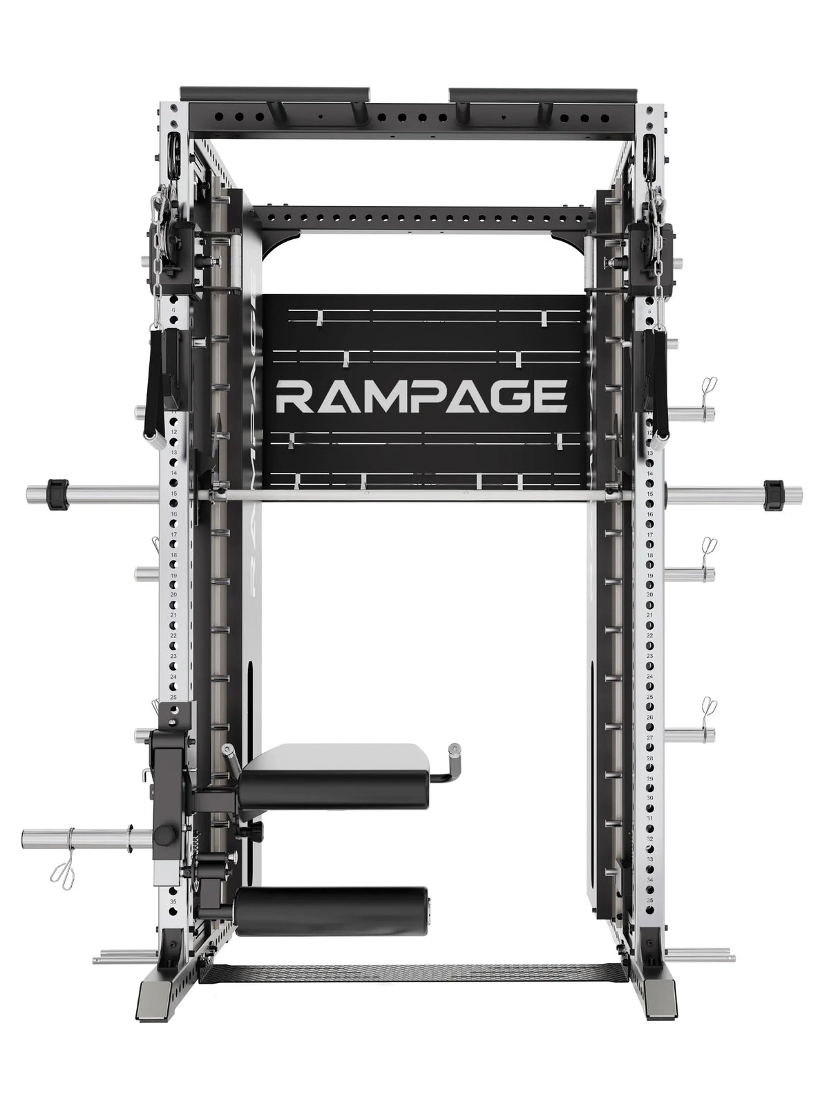 Rampage Premium Home Gym with Lat Pulldown seat, Cable Pulley, weight stacks and Weight Plate holders