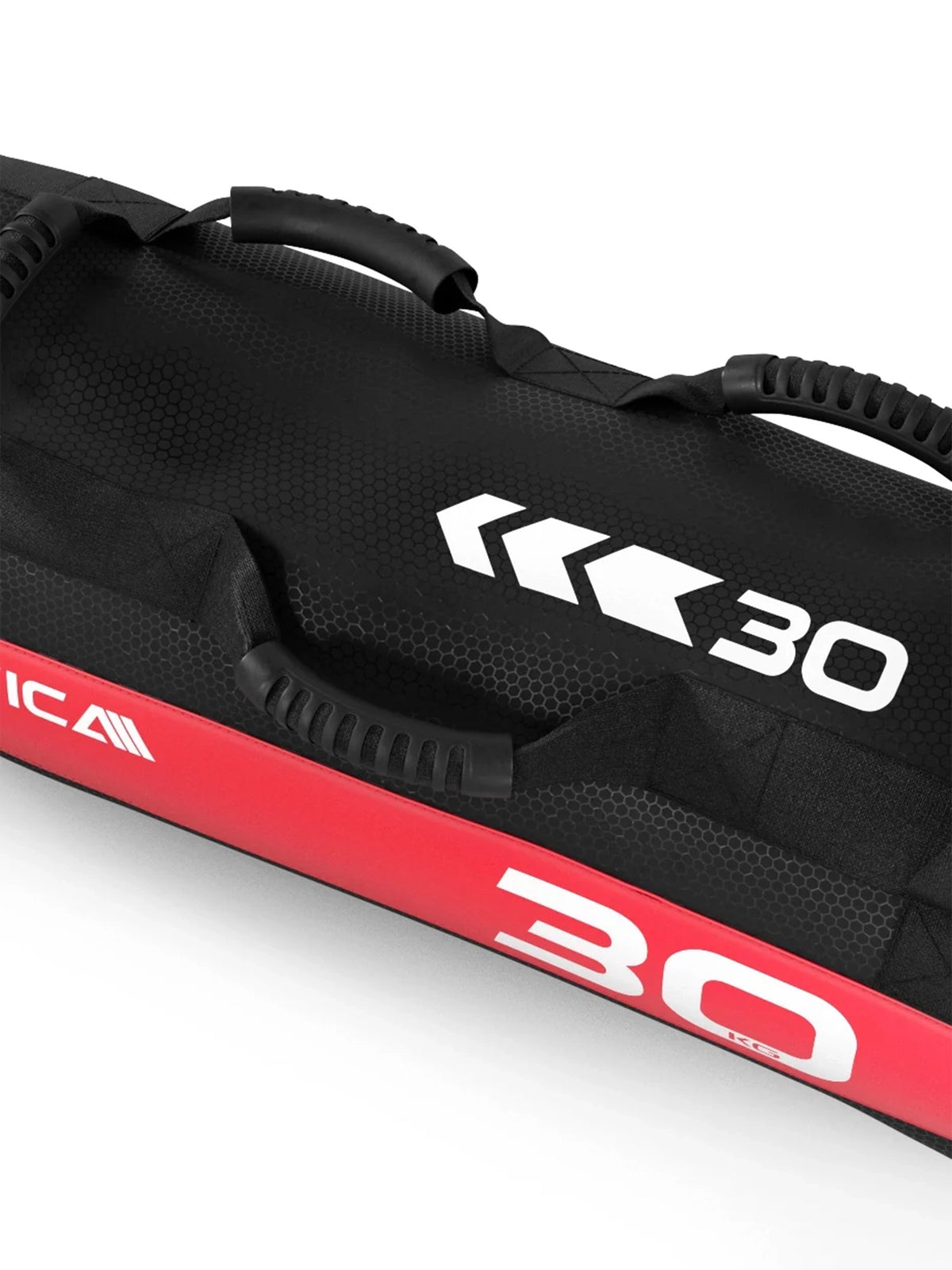 Sandbag 30 kg with red accents, black surface and side handles