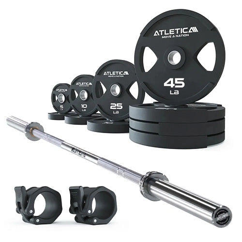 Atletica Barbell Set Delta Chrome with 2H Gripper Plates 255 lb, rubber collars