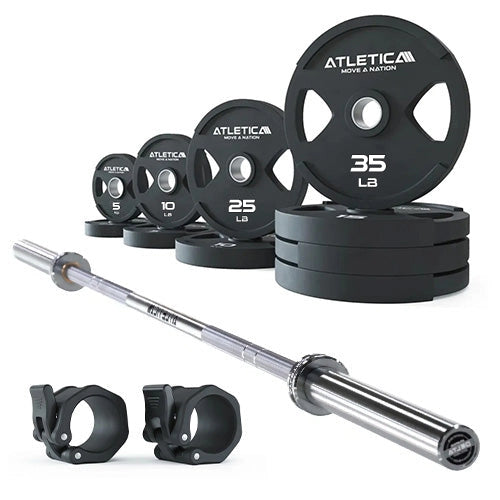 Barbell Set Delta Chrome with 2H Gripper Plates 210 lb and rubber collars