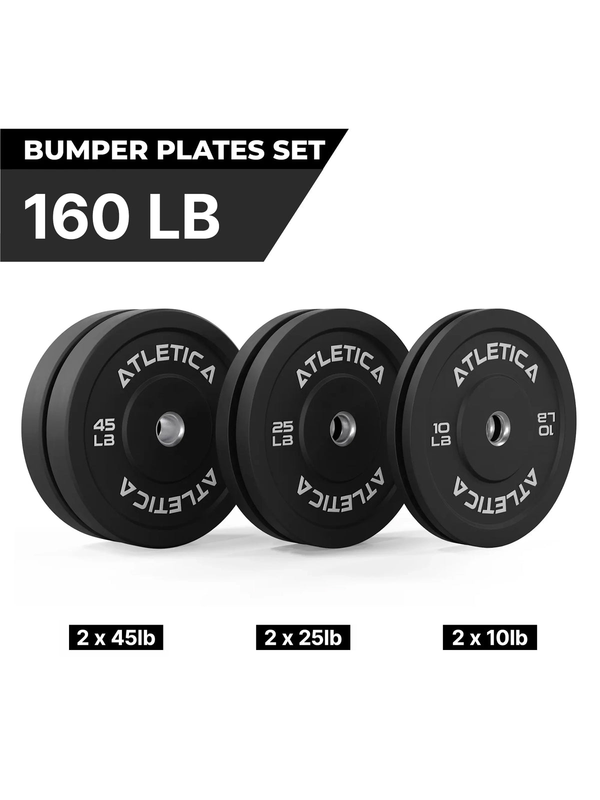 R7 Half Rack SET - Black Bumper Plates, 2x45 lb, 2x25 lb, 2x10 lb, Set 160 lb