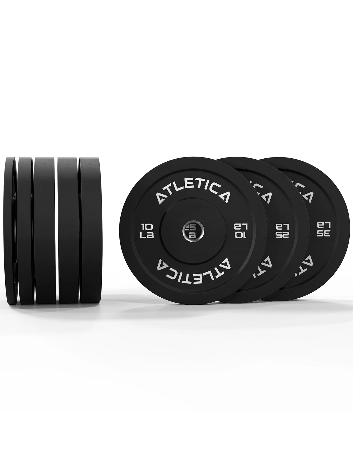 Bumper Plates Set Black 210 lb as weight plate set – for snatches, clean & jerks and heavy compound exercises