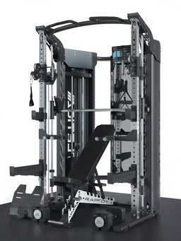 Atletica Quantum bench set: Quantum station with adjustable Raptor bench on a black floor platform