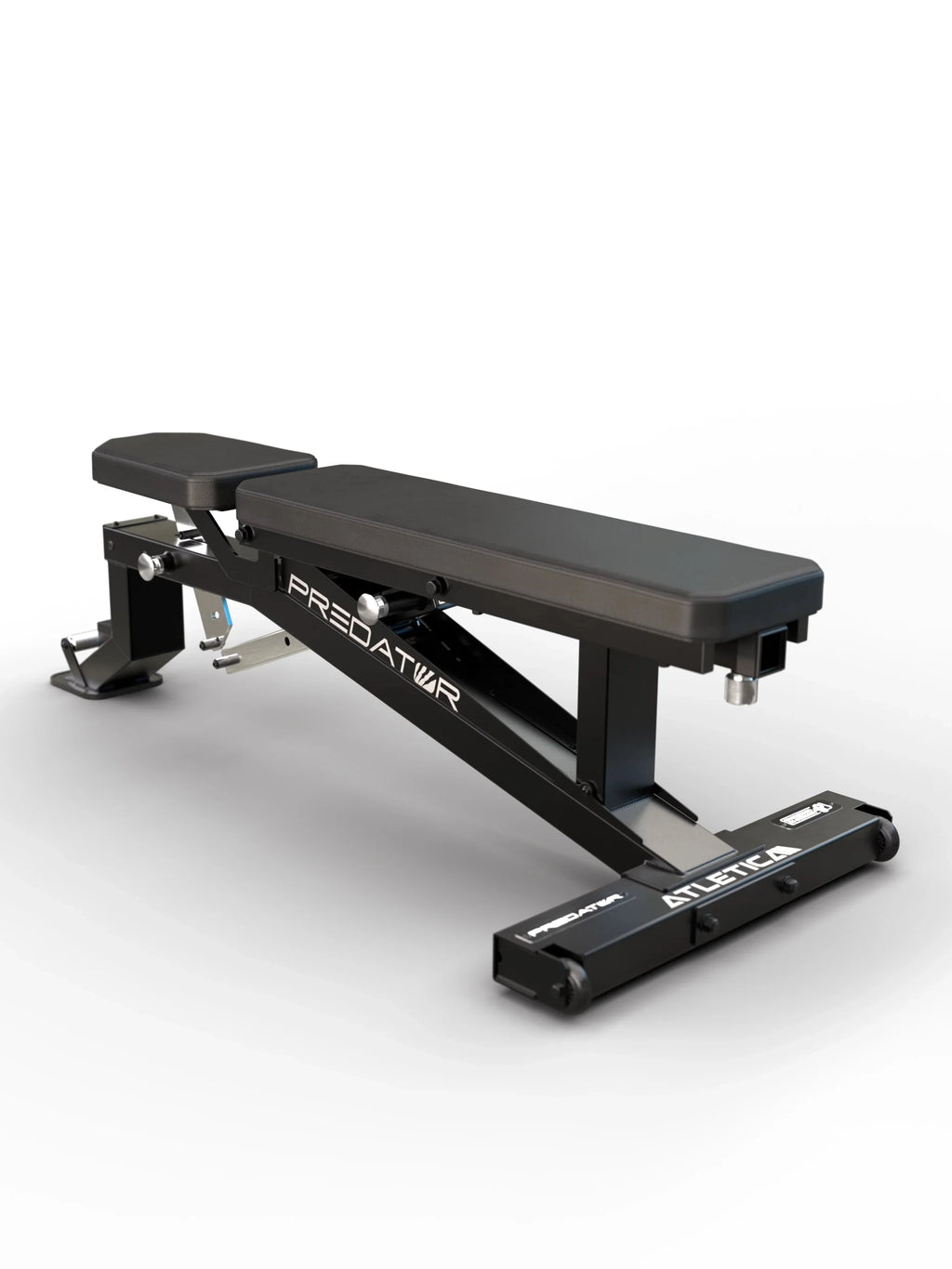 Atletica Predator modular Weight Bench - 4.25"x2.25" 11-gauge steel frame with integrated transport wheels