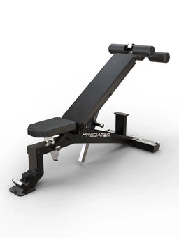 Atletica Predator modular Weight Bench - EVO Leg Blocker in incline bench position for decline press and abdominal training